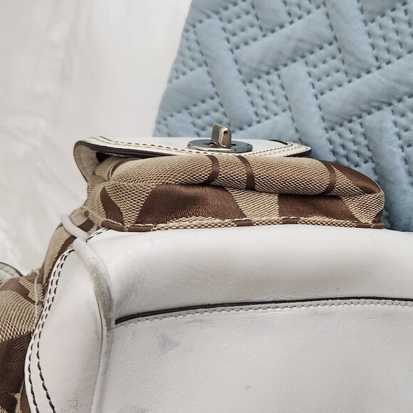 Vintage Coach handbag off white, brown/tauoe - Picture 6 of 13